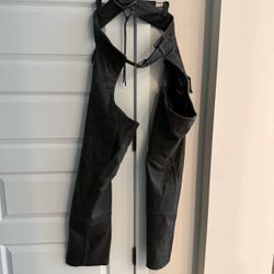 Black Leather Motorcycle Chaps
