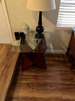 Set (2) Glass nightstand- like New- Brand New