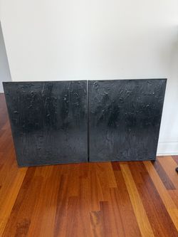 Black Textured Abstract Canvas Painting Set of 2