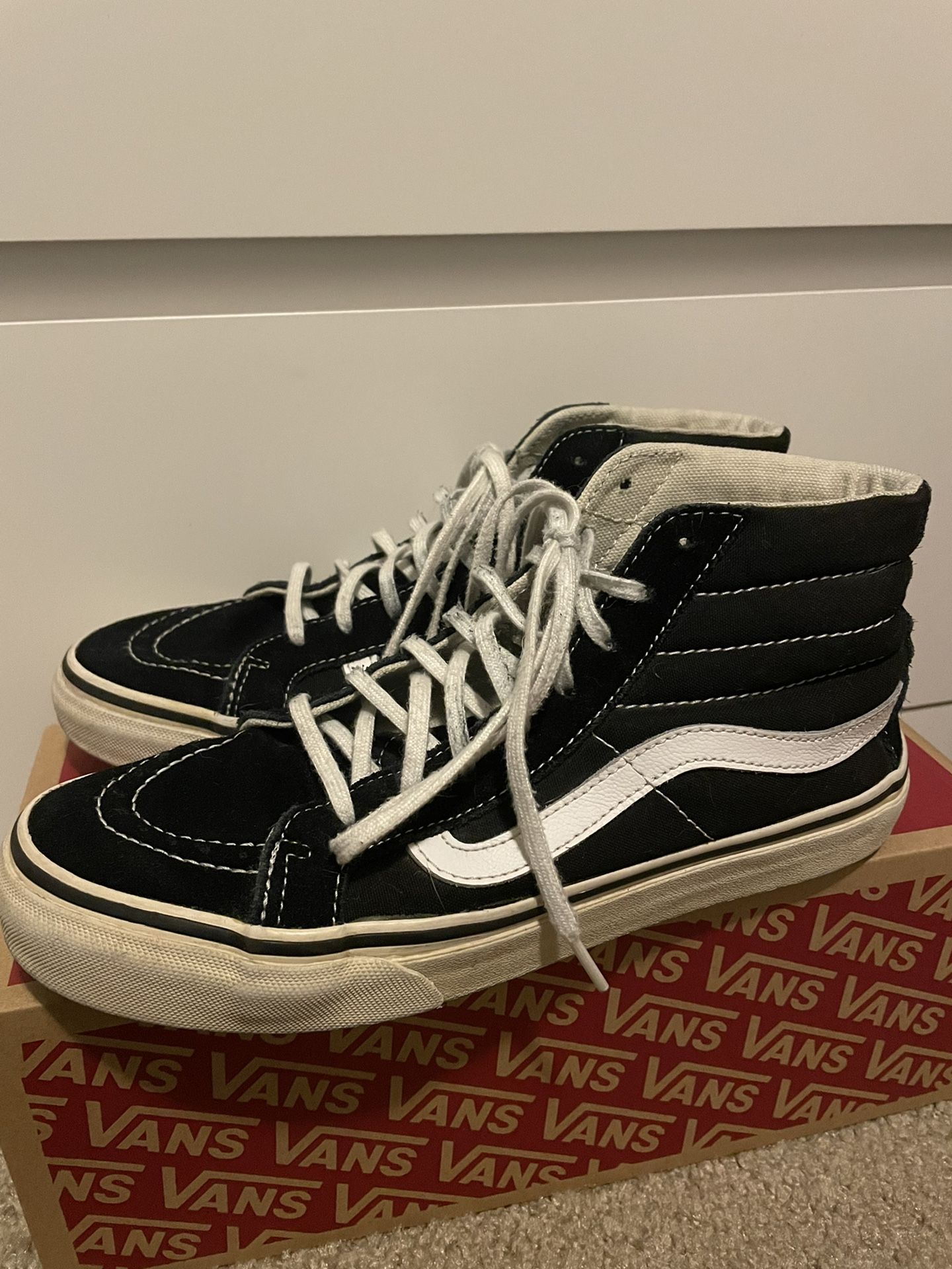 Vans black and white high top