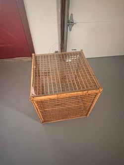 Wicker/Rattan Side Table with Glass Top