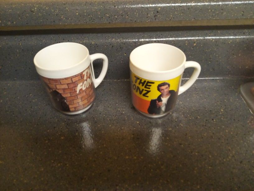 Vintage The Fonz ( Henry Winkler) Coffee Mugs 1976 Paramount Pictures