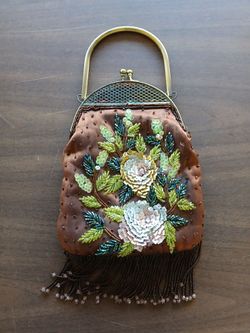 Vintage Brown beaded purse