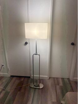 Floor Lamp Stainless Steel w/ White Lampshade