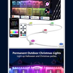 Permanent Outdoor Christmas Lights LED Kit for House Smart ICRGB LED Trim Lights WiFi Bluetooth Permanent String Everlights Year Round Holiday Eaves L