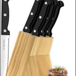 Steak Knives, 7 Pieces Steak Knife Set with Block, High Carbon Stainless Steel