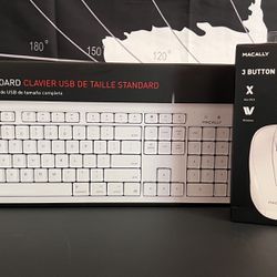 MACALLY Full Size Keyboard and 3 Button Optical USB Mouse