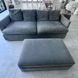 West Elm Couch & Ottoman With Storage In Great Condition 