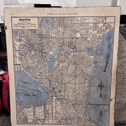 Vintage Seattle Map on Wood Board
