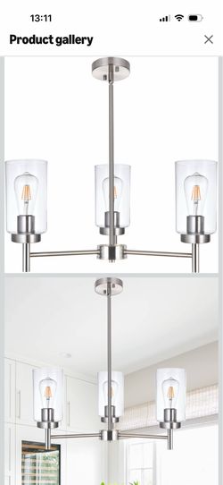 3 Lights Modern Chandeliers Metal Light Fixtures Ceiling Brushed Nickel Industrial Pendant Lighting