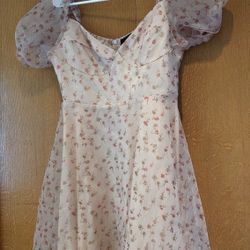 Pink Floral Mini Dress 