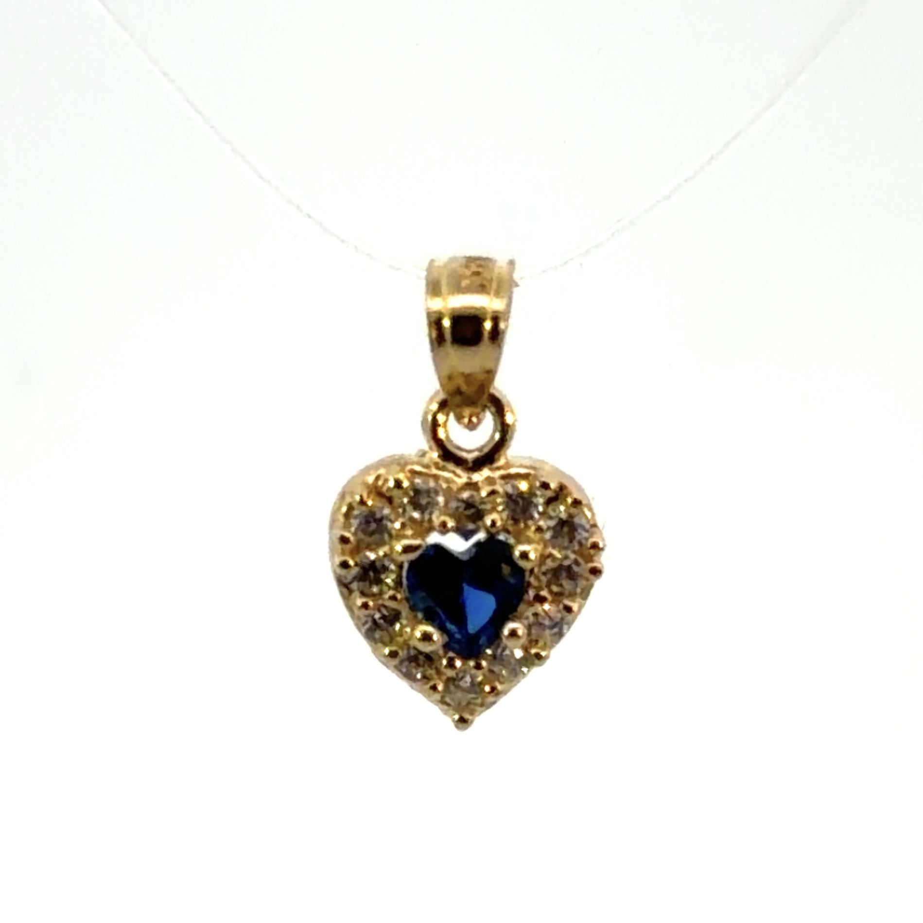 Woman’s Ladies 10k Yellow Gold CZ Cubic Zirconia Dark Blue Heart Charm Pendant For Necklace GP3105414