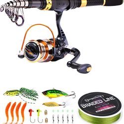 Fishing Rod Reel Combos Carbon Fiber Telescopic Fishing Pole with Spinning Reel 2.1M/6.89ft