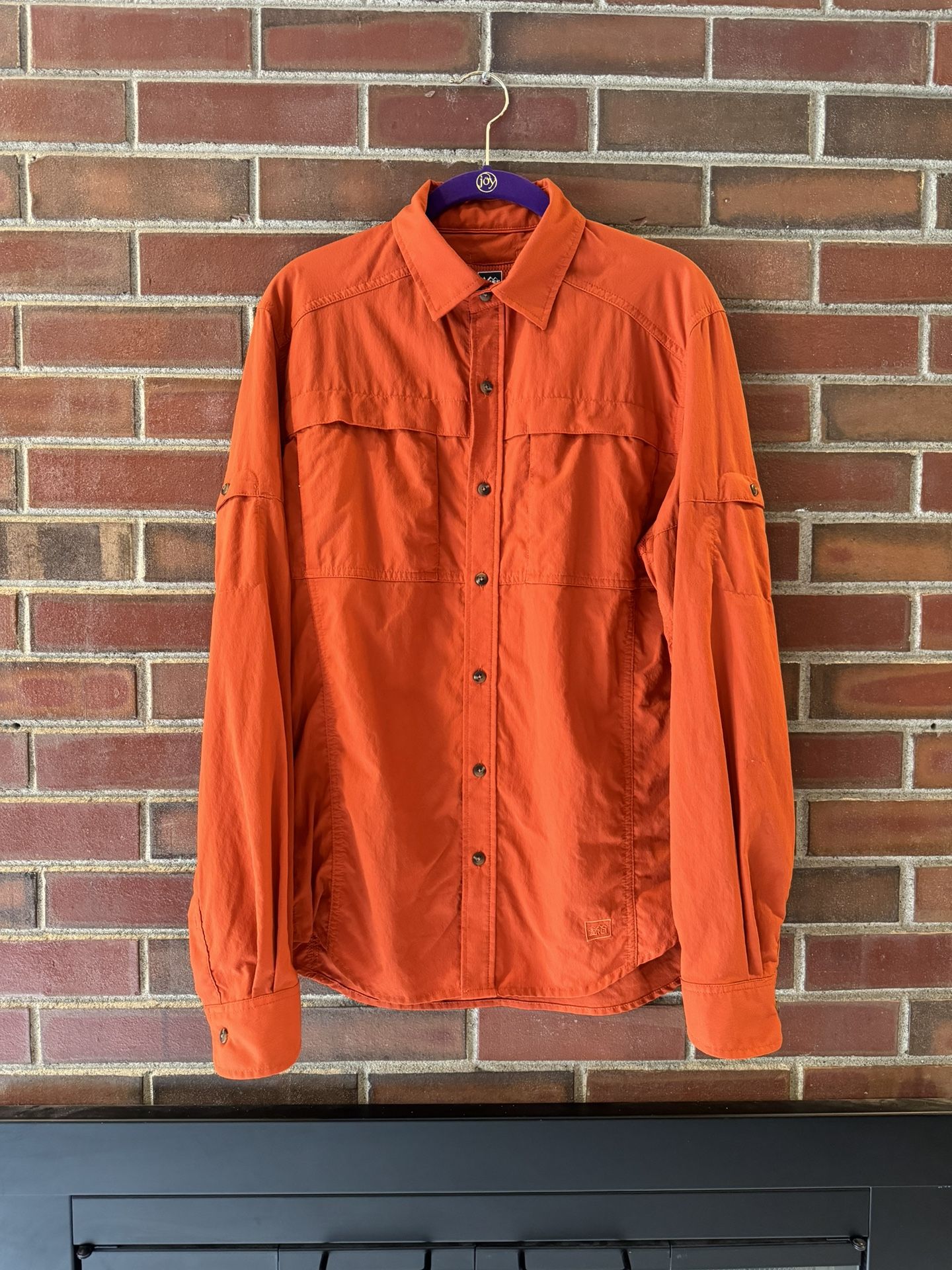REI Men’s Outdoor Ventilated Shirt - Vibrant Orange, Size Small