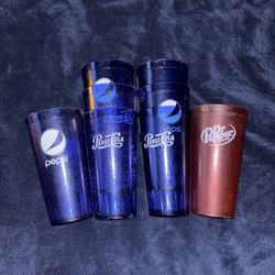 Vintage Pepsi Cola & Dr Pepper Plastic Tumbler Cups