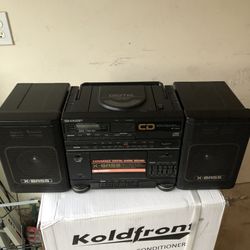 Vintage Sharp GF-CD55 BOOMBOX Radio Cassette CD Stereo TESTED WORKS 1989