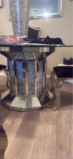Mirrored Glass Top Dining Table