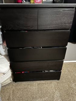 IKEA MALM Tall 6-Drawer Dresser – Original Version – Black/Brown