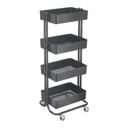 Black Lexington 4-Tier Rolling Cart