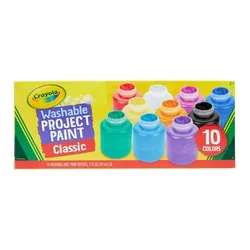 Crayola 10ct 2oz Washable Kids Paint Colors: Non-Toxic Water-Based Tempera