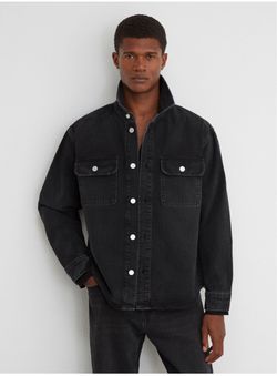 Reiss Dylan Jacket Twin-Pocket Denim Jacket in Washed Black