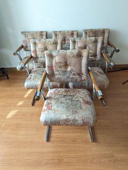 MCM Cleo Baldon Style Dining Chairs Set of 6 Arm Chairs Chrome & Wood