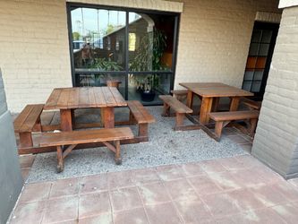 Picnic tables, outdoor seating