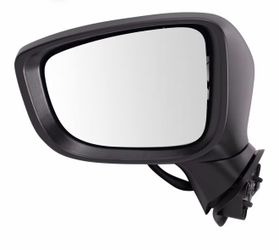 TRQ Driver Side Power Heated Mirror Smooth Black Paint to Match without Blind Spot Compatible with 2017-2018 Mazda 3 MA1320230