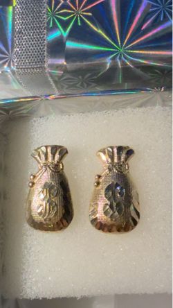 Money bag earrings 10k gold