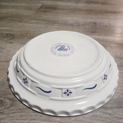 Longaberger Pottery Woven Traditions Heritage Blue Pie Baking Dish Plate 10"