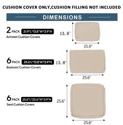 Cushion Covers for 7 Pcs (6-Seaters) Wicker Rattan Sectional Sofa, 14Pack Cushion Slipcovers Set Seat and Back,Outdoor Cushion Slipcover with Zipper,