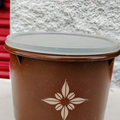 Vintage TUPPERWARE Container Harvest Brown Starburst Seal Tight Lid 