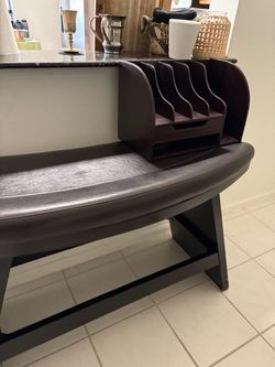 Wood and Leather Bench with document storage