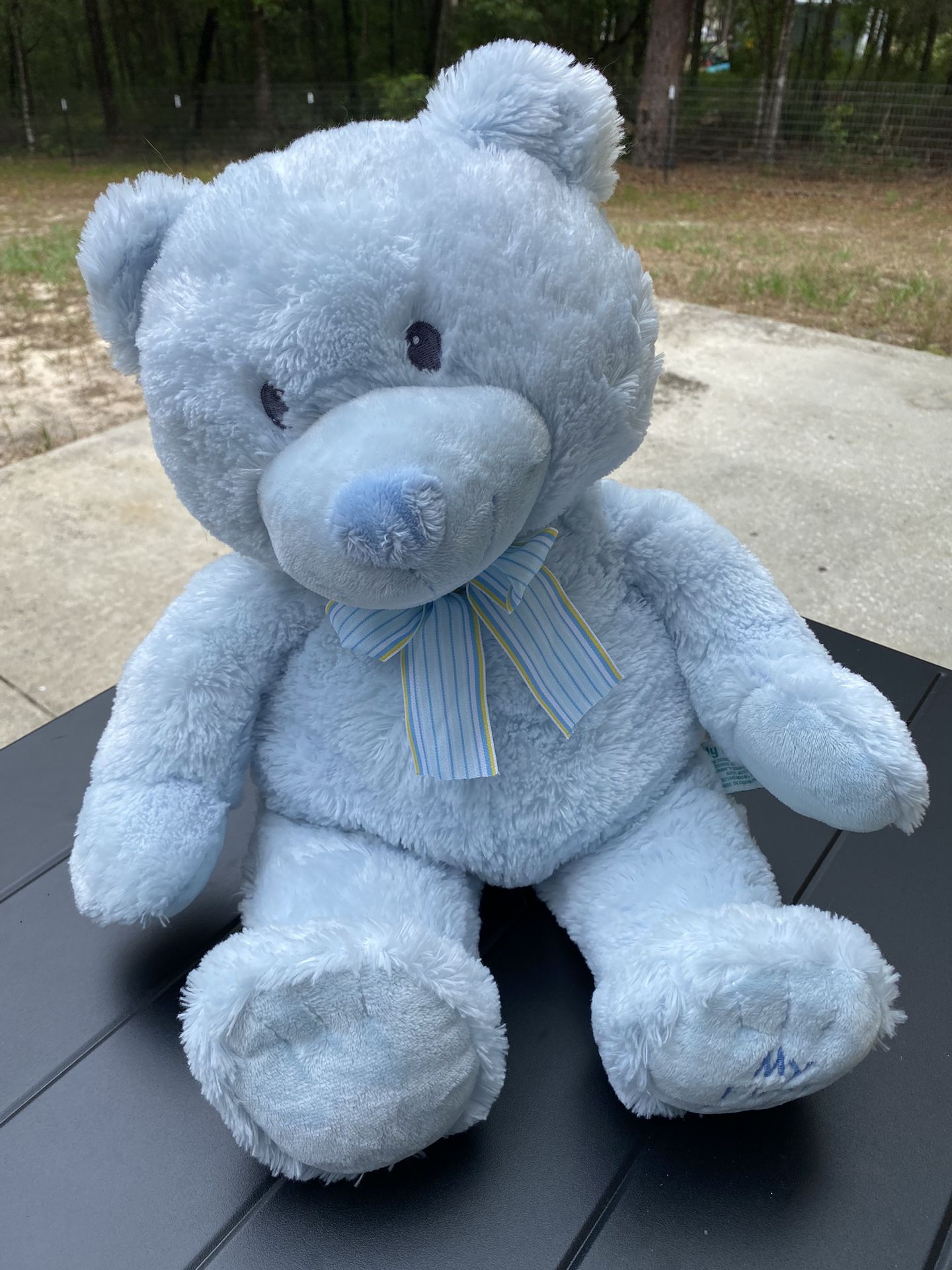 Russ Blue My First 1st Teddy Bear Plush Baby Foot Stuffed Animal Stripe Bow 15in