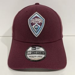 Colorado Rapids New Era Hat Cap 39Thirty Medium/Large Flex Fitted MLS Burgundy