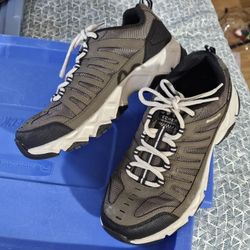 Skechers Crossbar Stillholt Brown Leather/Mesh Sneaker Men's Size 10 Extra Wide