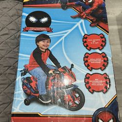 6V Spiderman Motorcycle, Battery Ride on Toy, for Kids, Ages 3+