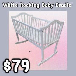 NEW White Rocking Baby Cradle: Njft 