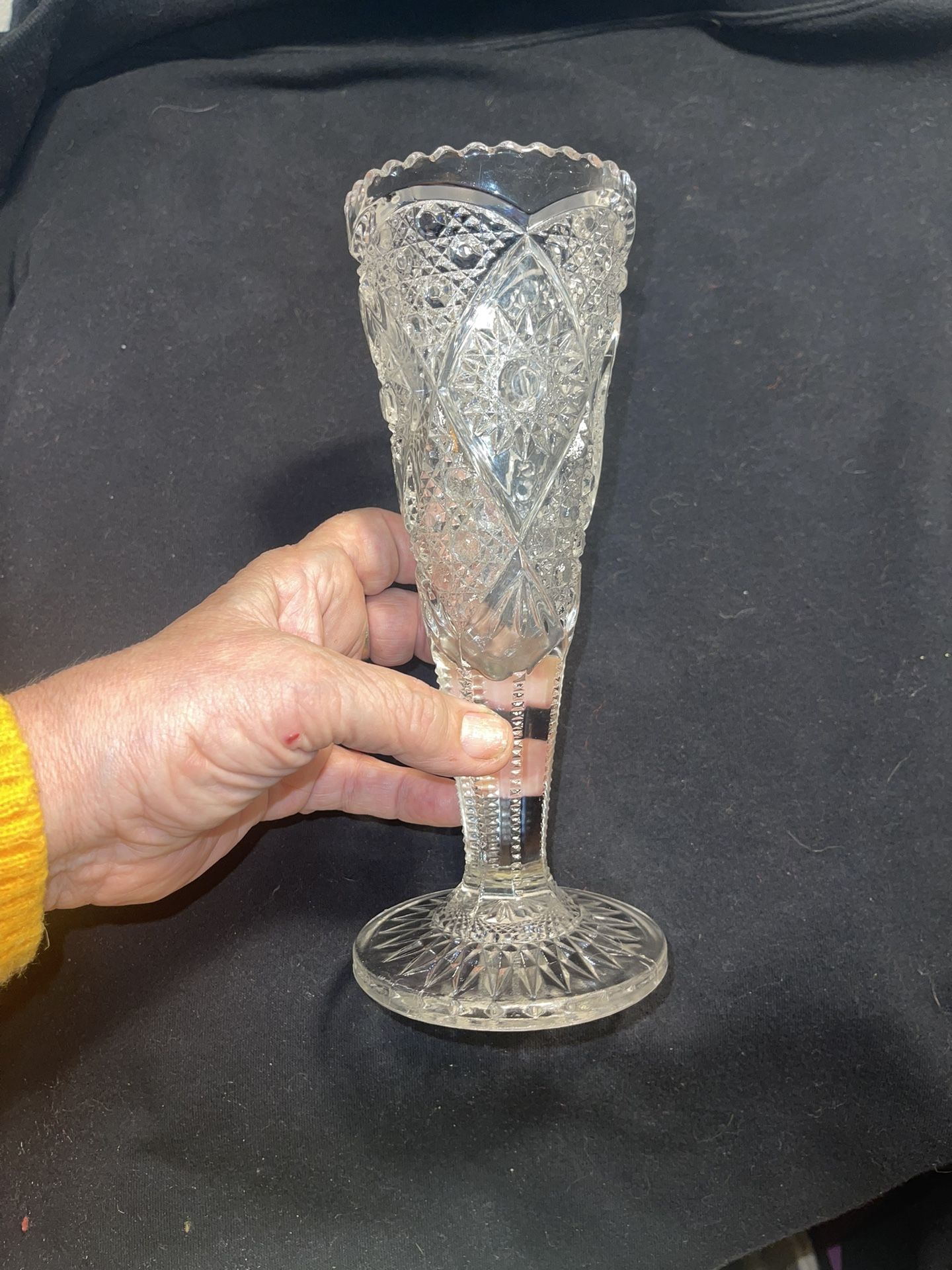 Antique Brilliant glass vase. Gorgeous! No chips or cracks 