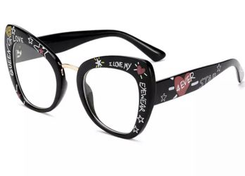 Black graffiti frames with clear lens