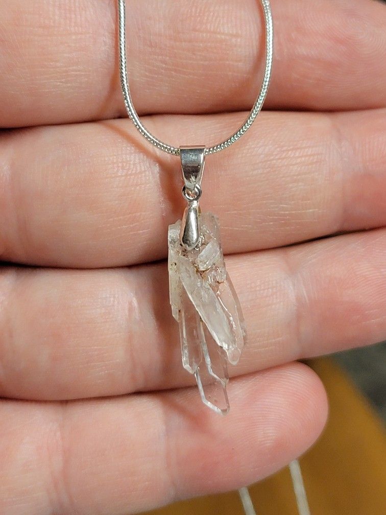 6.35ctw Quartz Crystal Cluster PENDANT AAAA QUALITY w/ .925 Sterling Silver Bail