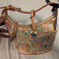 Vintage Rare Dooney & Bourke Multicolored Hobo Shoulder Bag


