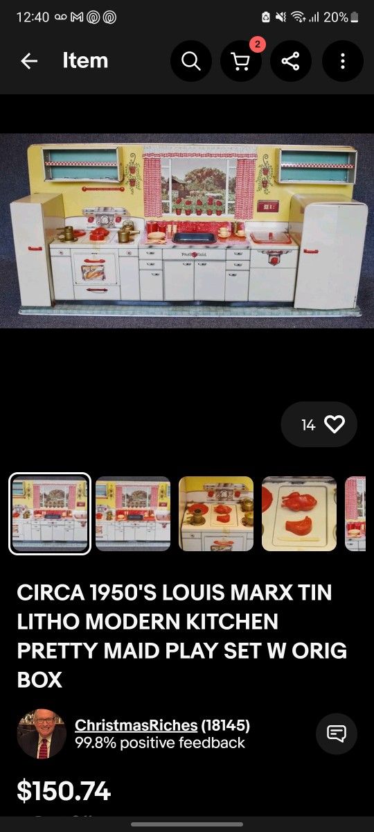 CIRCA 1950's LOUIS MARX TIN LITHO MODERN KITCHEN PRETTY MAID PLACE SET