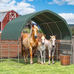 2047c  EROMMY 10'X10' Heavy Duty Round Style Canopy With Shade Shed Kit For Livestock