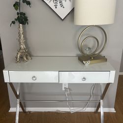 Modern White & Chrome Desk / Vanity Table – Sleek and Stylish