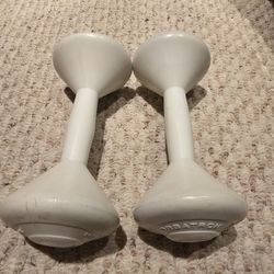 Dumbells In Pairs. White. Hand Weights Pair of DP Super Star Orbatron Dumbbells White 3 Pounds Each