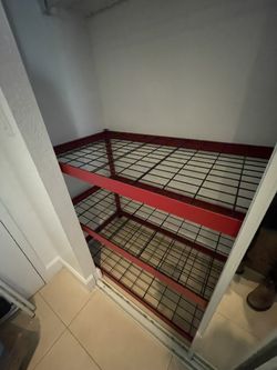 Heavy-Duty Red Metal Shelving