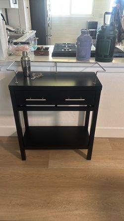 Black bar cart table
