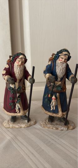 Old World Santa Claus Figurines 8 1/2” tall Set of 2