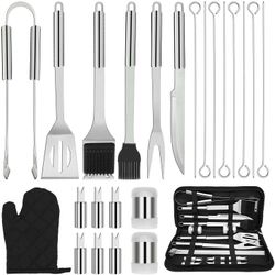 6-Piece BBQ Utensils Stainless Steel Grilling Kit with Case